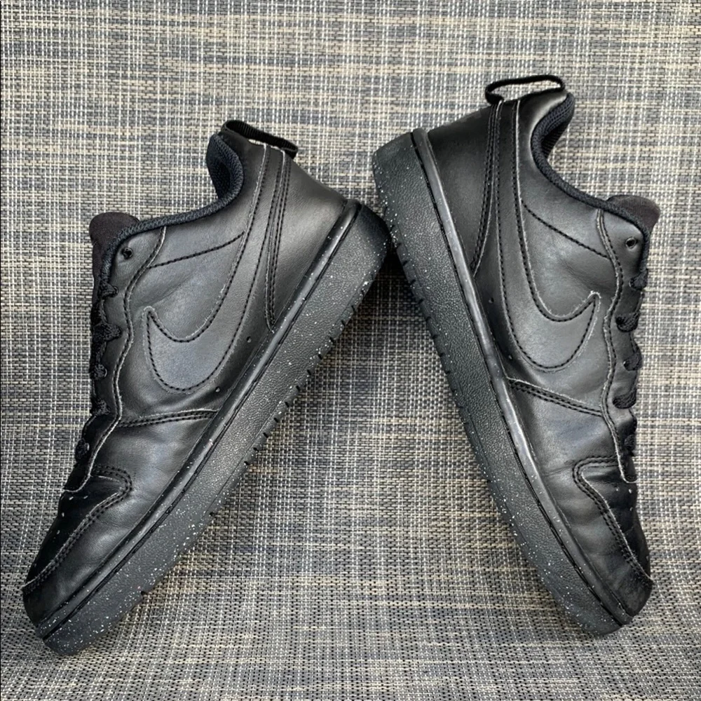 Nike Court Borough Low Recraft Black Leather Sneakers Big Kids' Shoes size 4